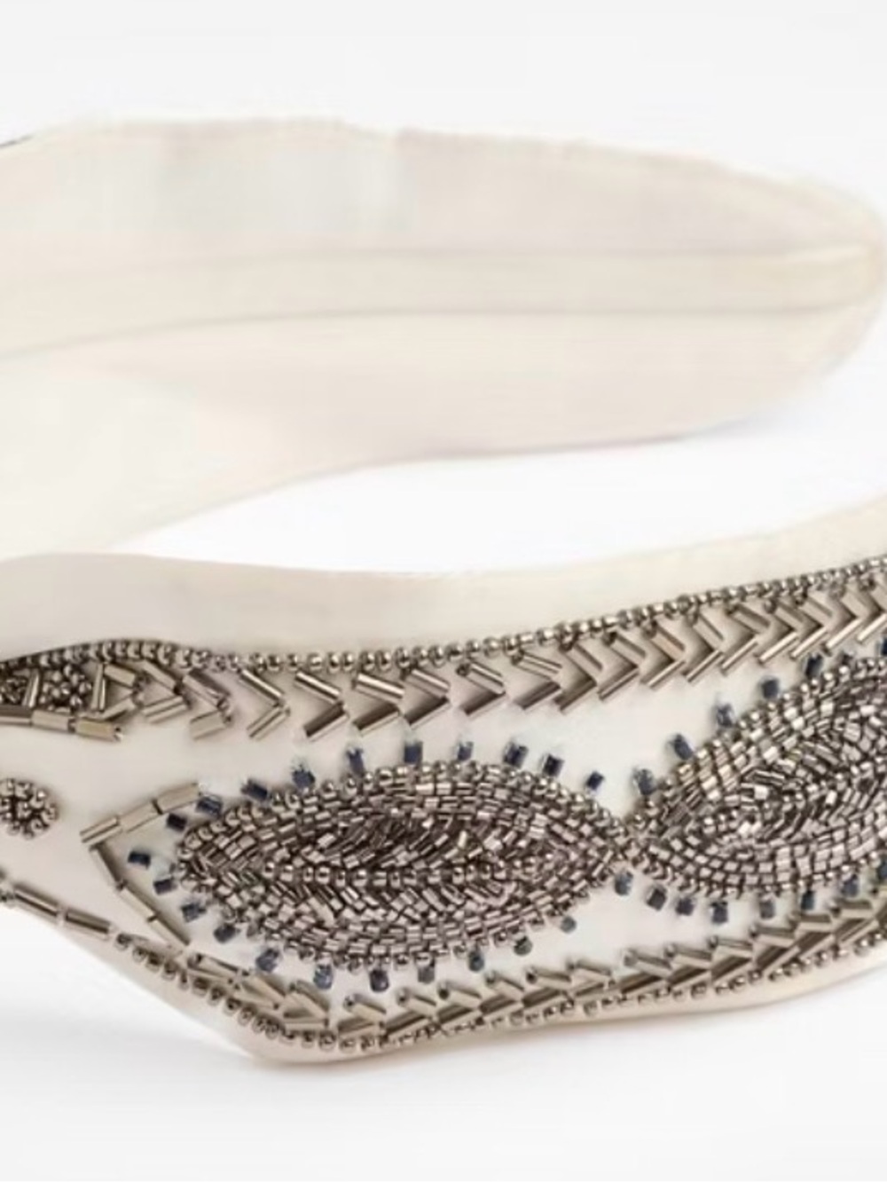 JOHNNY WAS La Jolla Embellished Silk Headband Ivory - Picture 2 of 4